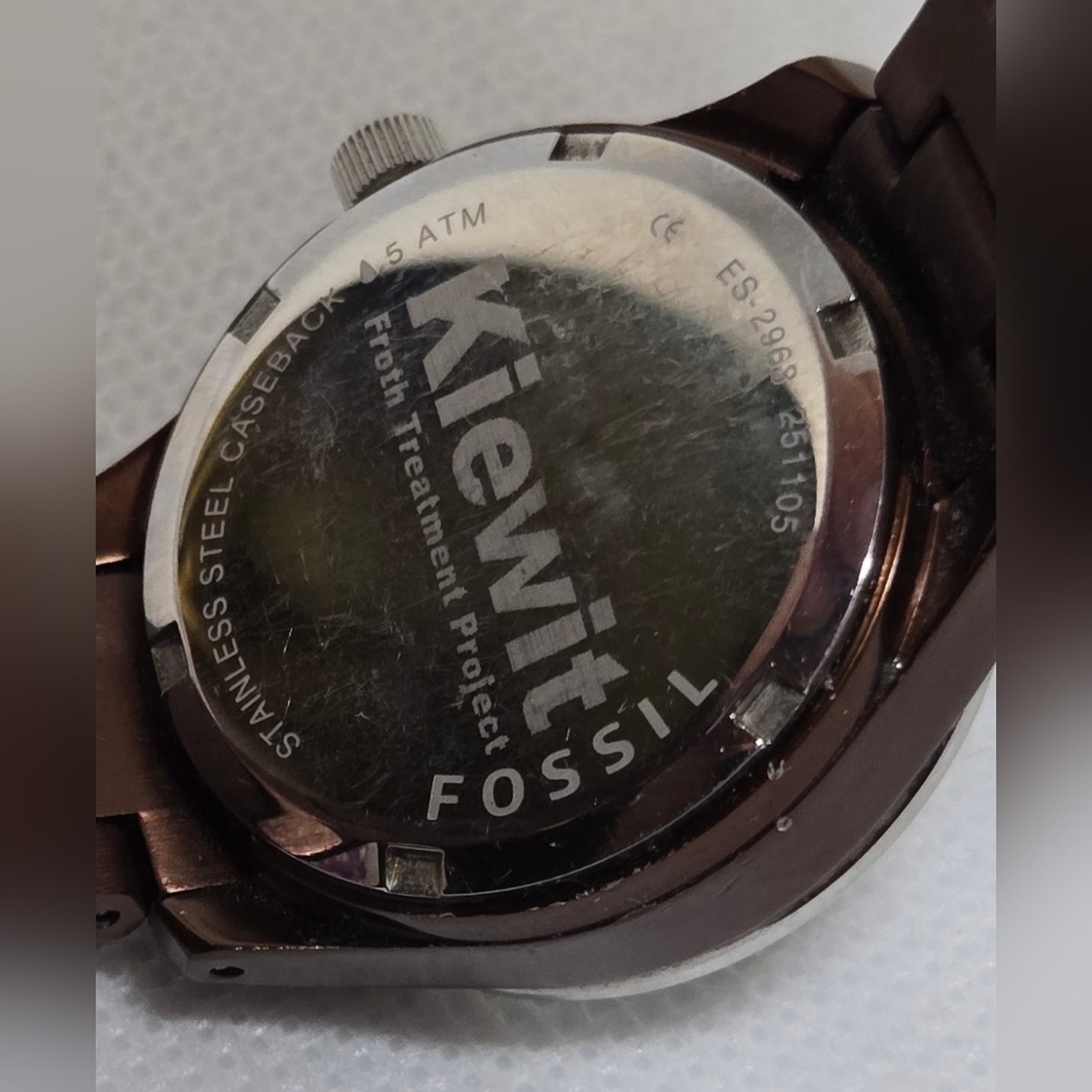 Fossil ES-2963 Women's Crystal Bezel Brown Stainless Steel Watch w/ Box & Manual - Picture 5 of 9